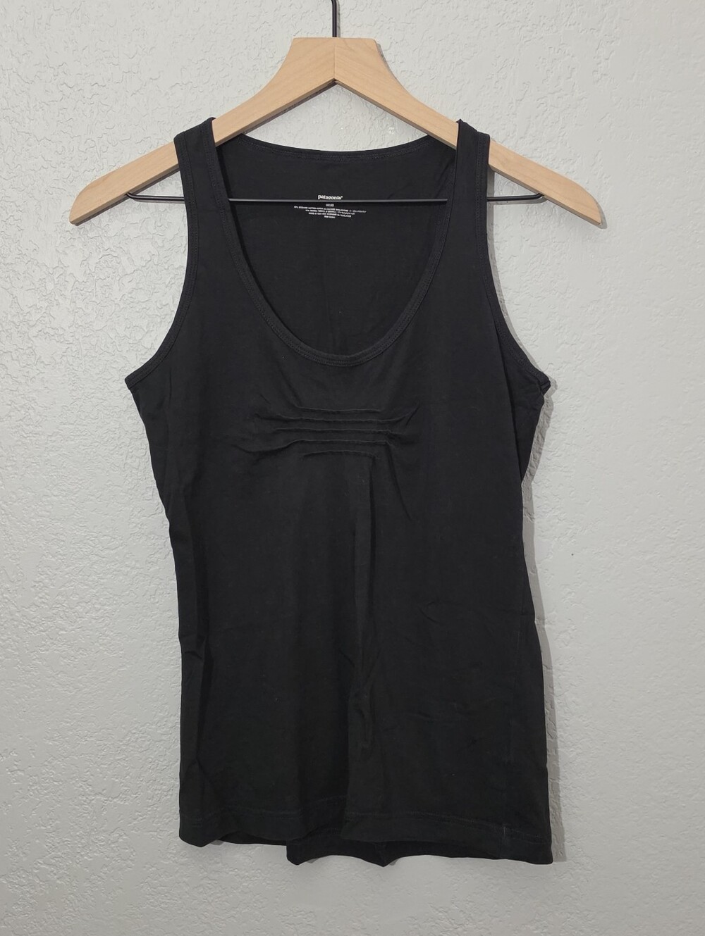 Patagonia Black Tank Top With Smocking at Chest Womens Small Relaxed Fit